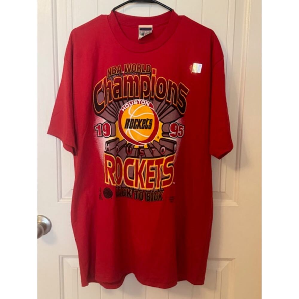 NWT *DEADSTOCK* 1995 Vintage Houston Rockets Back To Back NBA Champions Shirt XL